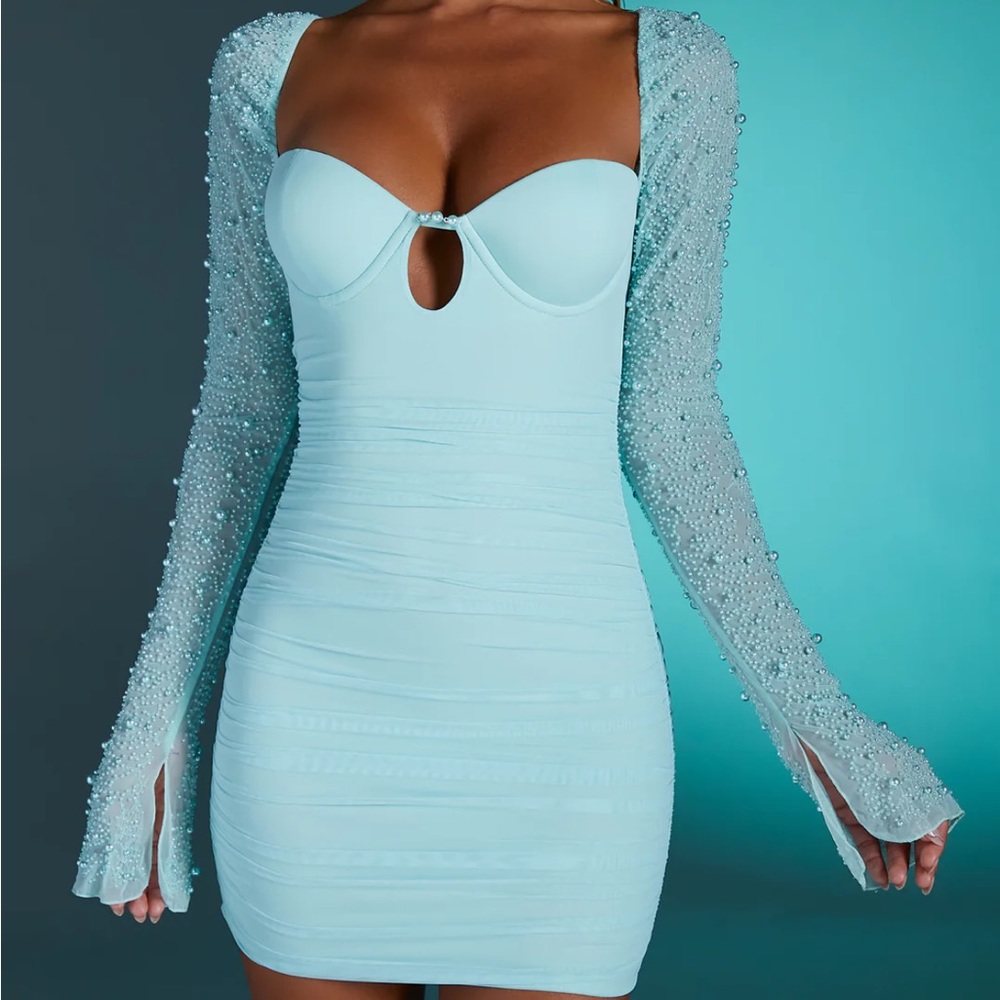 Oh Polly Aqua Mini Dress